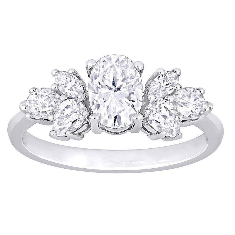 Stella Grace 10k White Gold Lab-Created Moissanite Cluster Engagement Ring, Womens Product Image