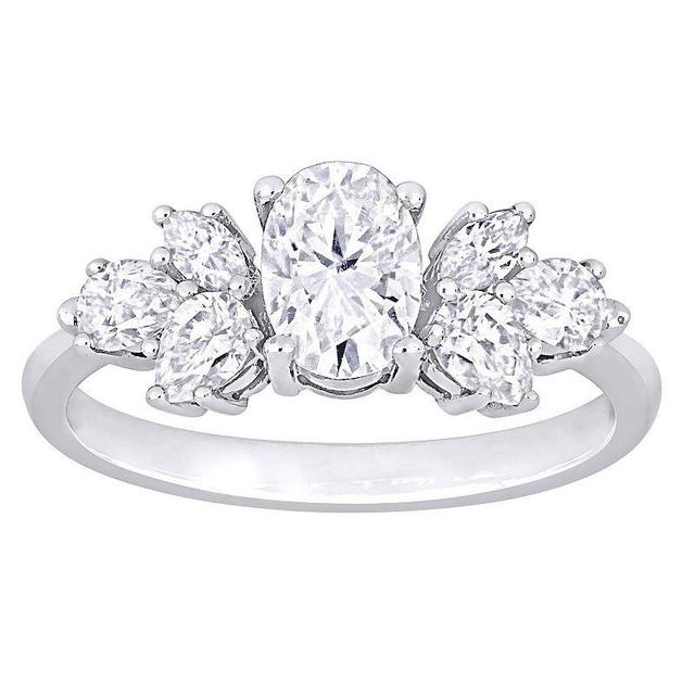 Stella Grace 10k White Gold Lab-Created Moissanite Cluster Engagement Ring, Womens Product Image