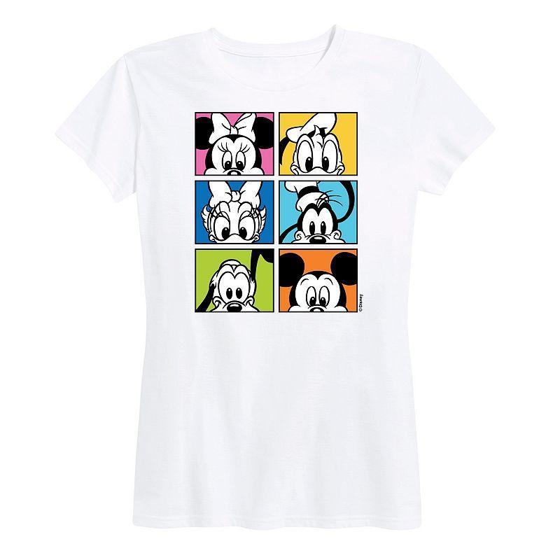 Disneys Mickey Mouse & Friends Womens Grid Graphic Tee White Product Image