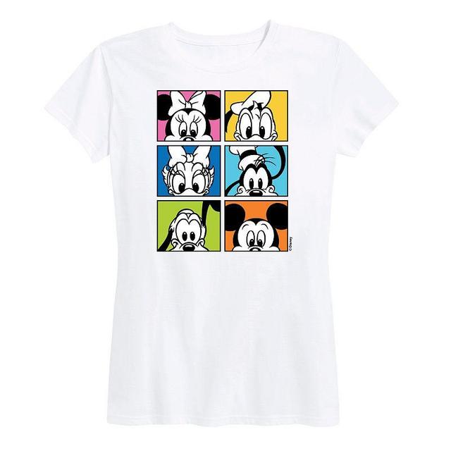 Disneys Mickey Mouse & Friends Womens Grid Graphic Tee White Product Image