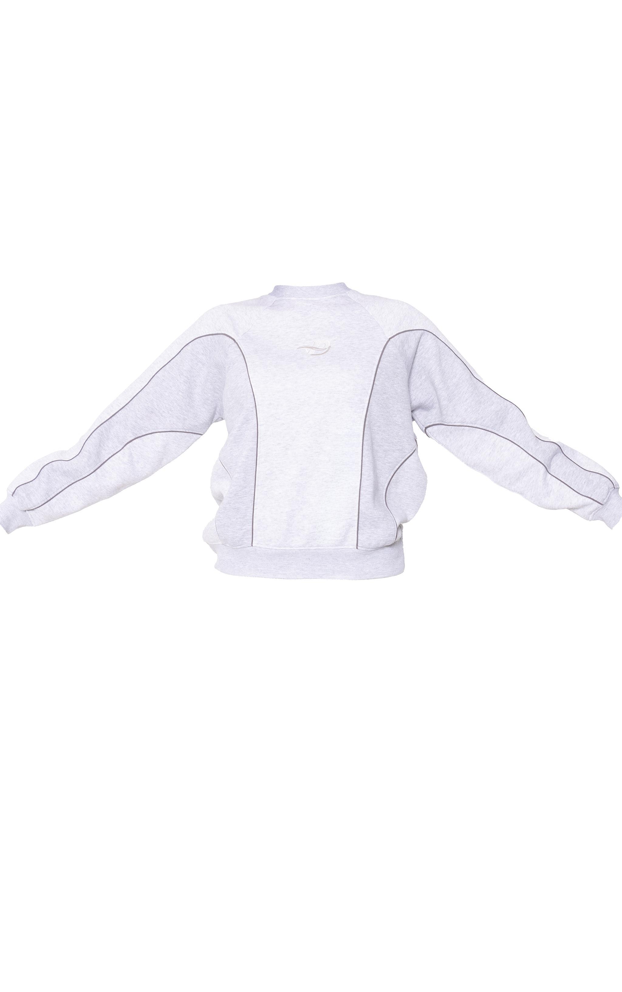 PRETTYLITTLETHING Grey Marl Embroidered Contrast Binding Sweatshirt Product Image