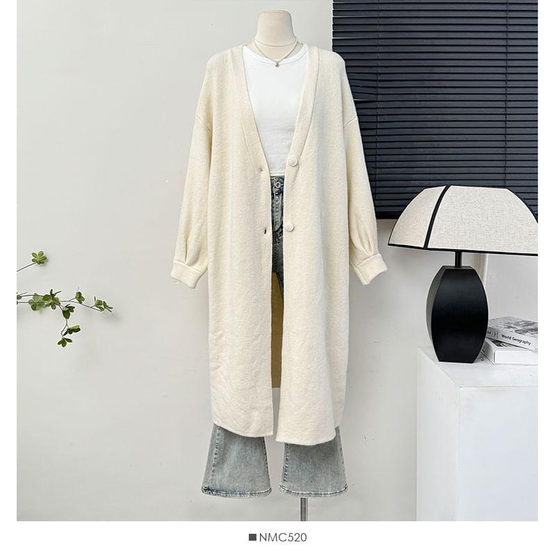 Two-Button V-Neck Long Cardigan in 6 Colors Product Image