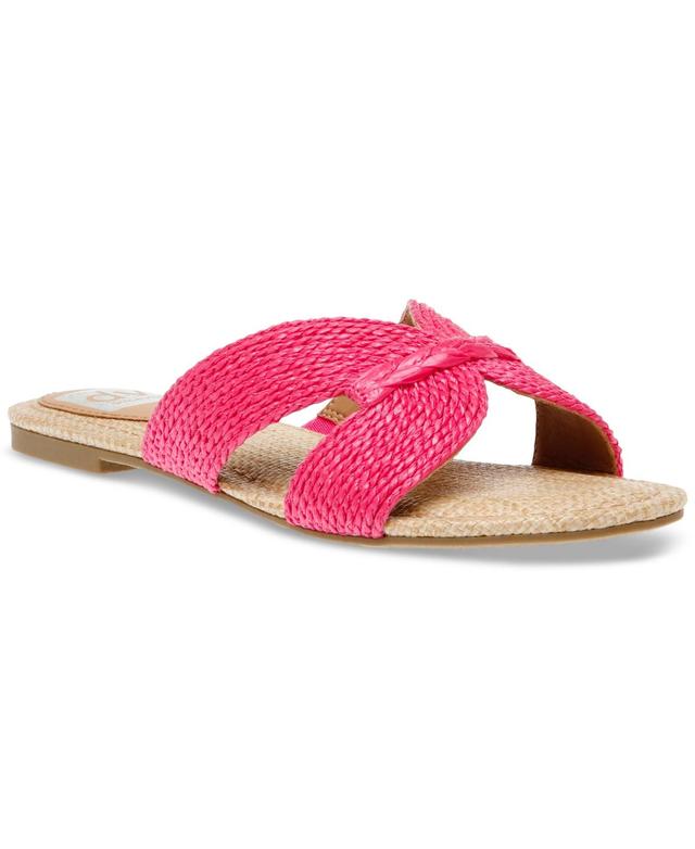 Dv Dolce Vita Womens Geeya Raffia Criss Cross Strap Flat Slide Sandals Product Image