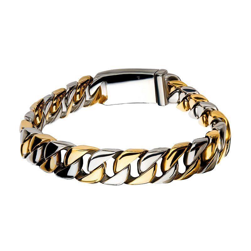 Mens Two Tone Stainless Steel Curb Chain Bracelet Multi Product Image