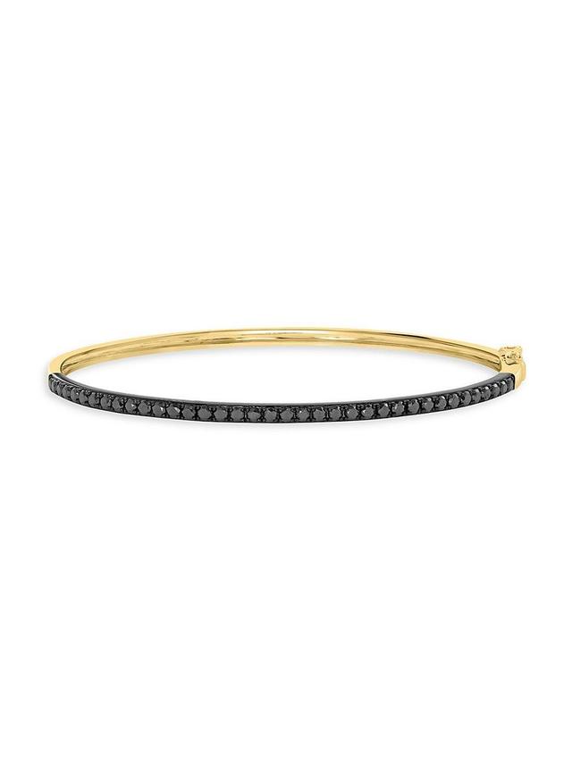 Womens 14K Yellow Gold & 1.00 TCW Black Diamond Bangle Product Image