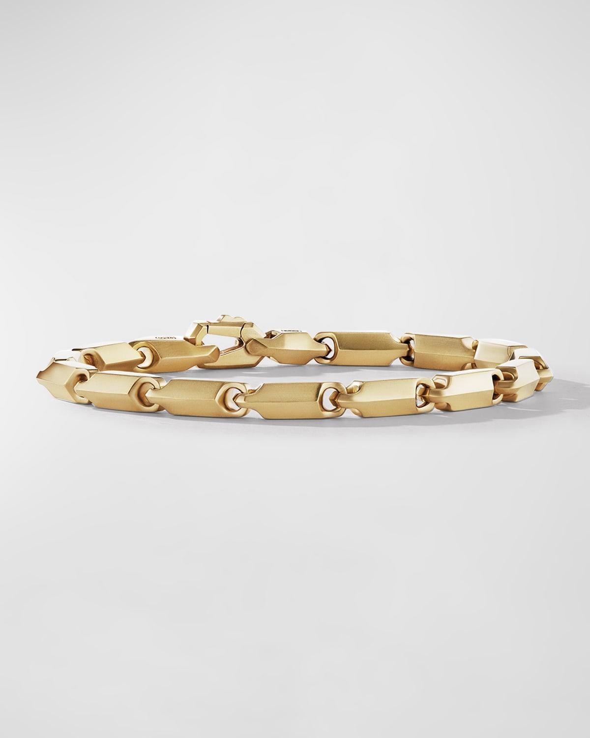 Mens Faceted Link Bracelet in 18K Yellow Gold, 6mm Product Image