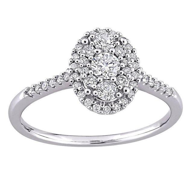 Stella Grace 10k White Gold 1/2 Carat T.W. Diamond Oval Cluster Engagement Ring, Womens 10k Gold Product Image