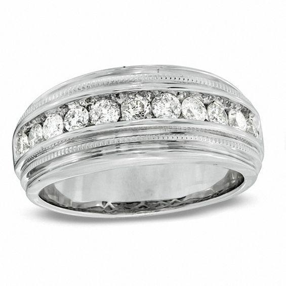 Men's 1 CT. T.w. Diamond Milgrain Band in 14K White Gold Product Image