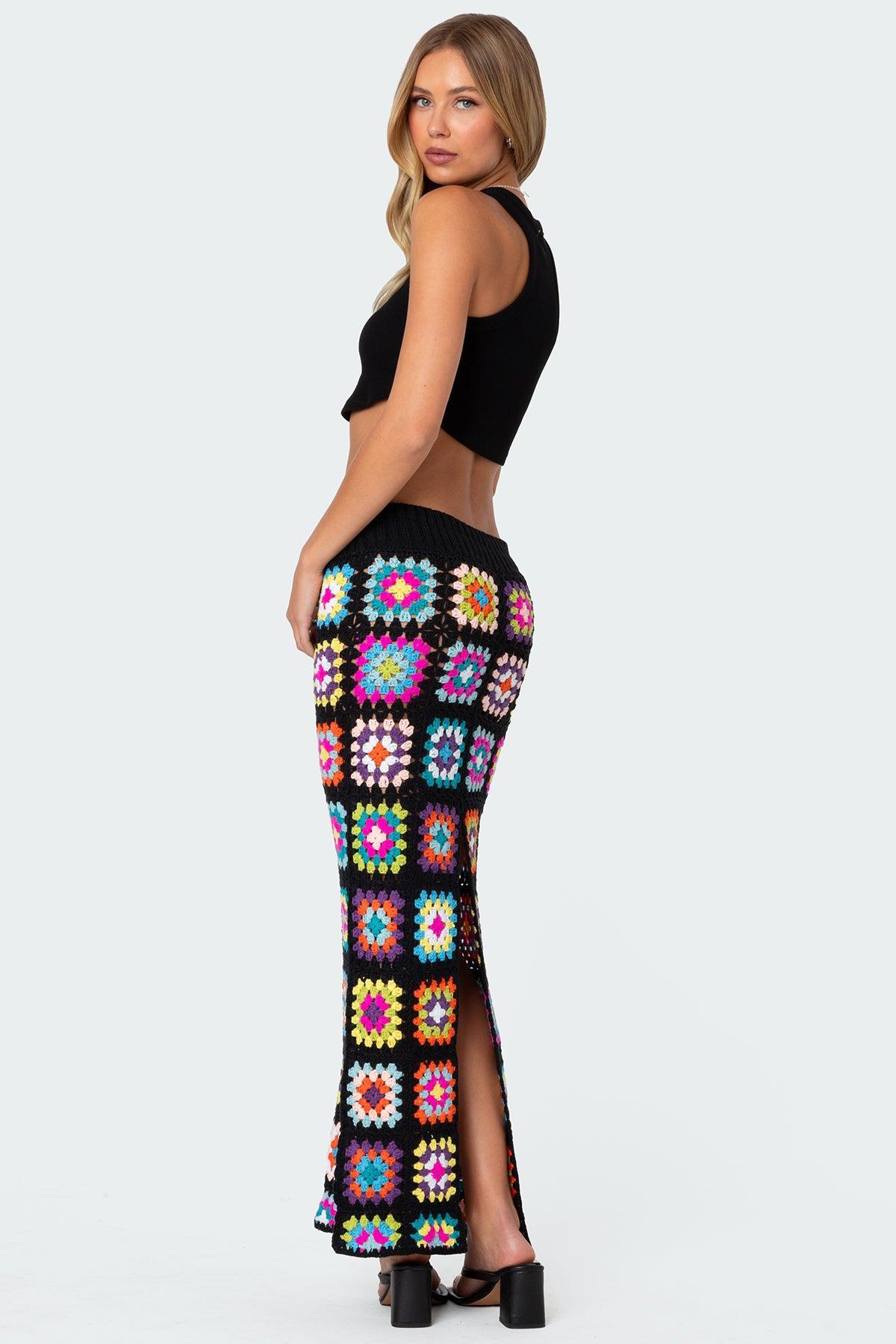 Patchwork Crochet Maxi Skirt Product Image