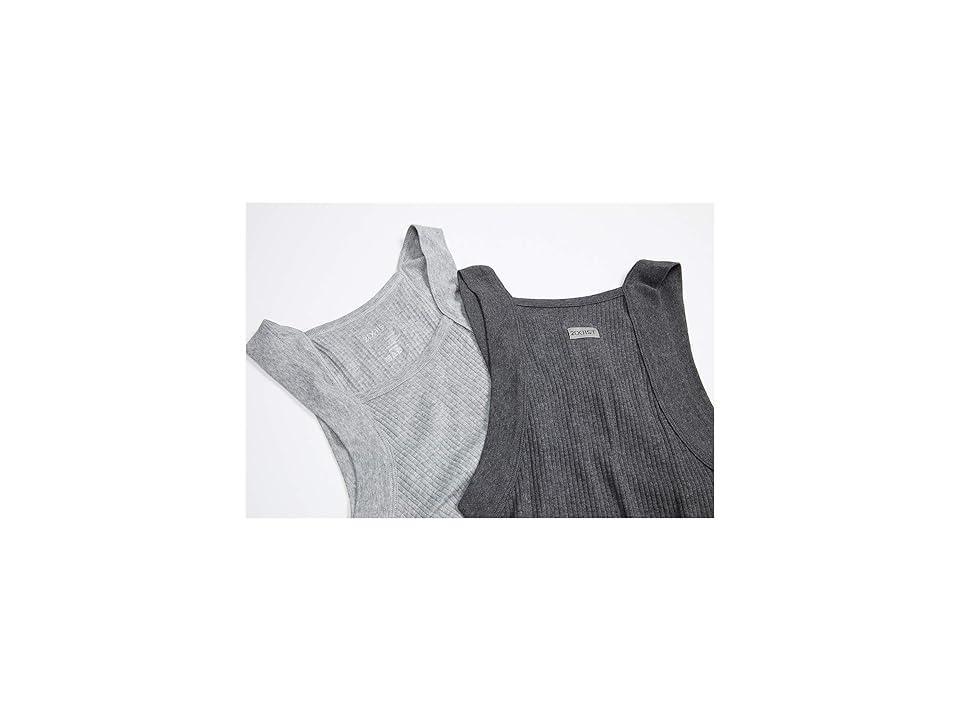 2(X)IST 2-Pack ESSENTIAL Square-Cut Tank (Charcoal Heather/Grey Heather) Men's Underwear Product Image