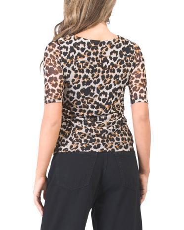 Mesh Drape Animal Print Shirt for Women | Polyester/Spandex Product Image