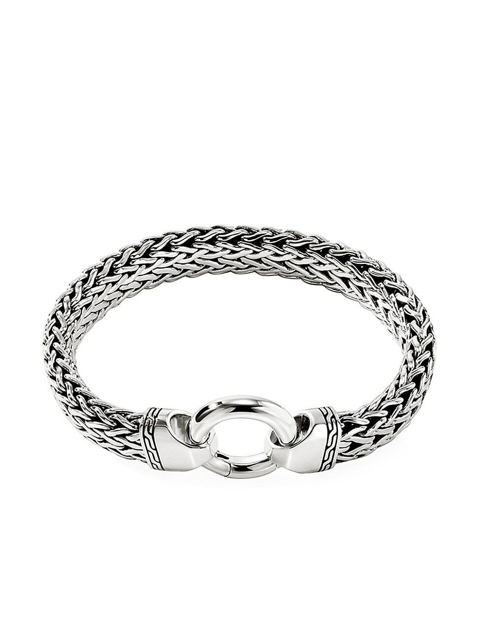 Mens Sterling Silver Flat Chain Bracelet Product Image