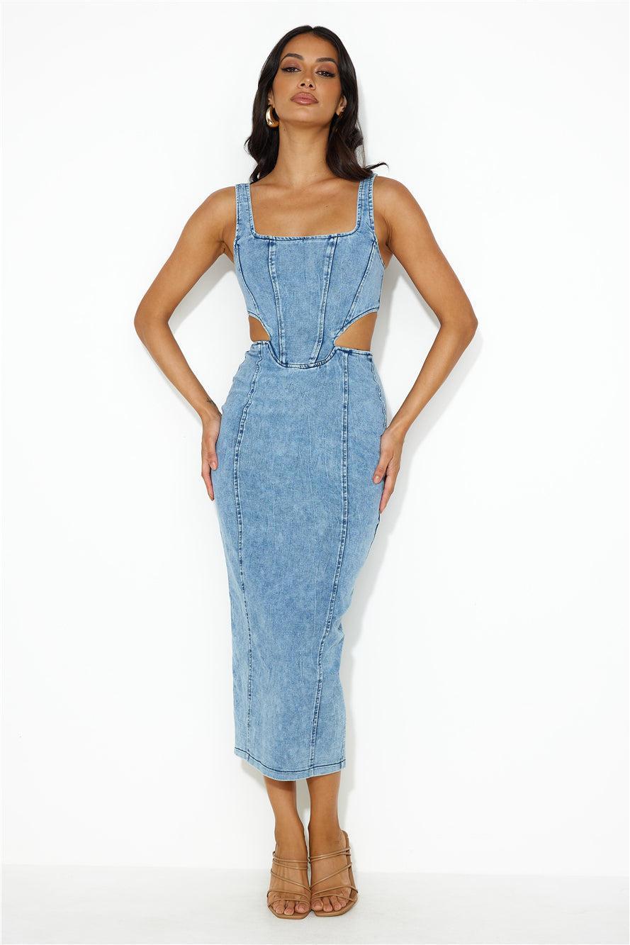 Made To Measure Midi Dress Denim Product Image