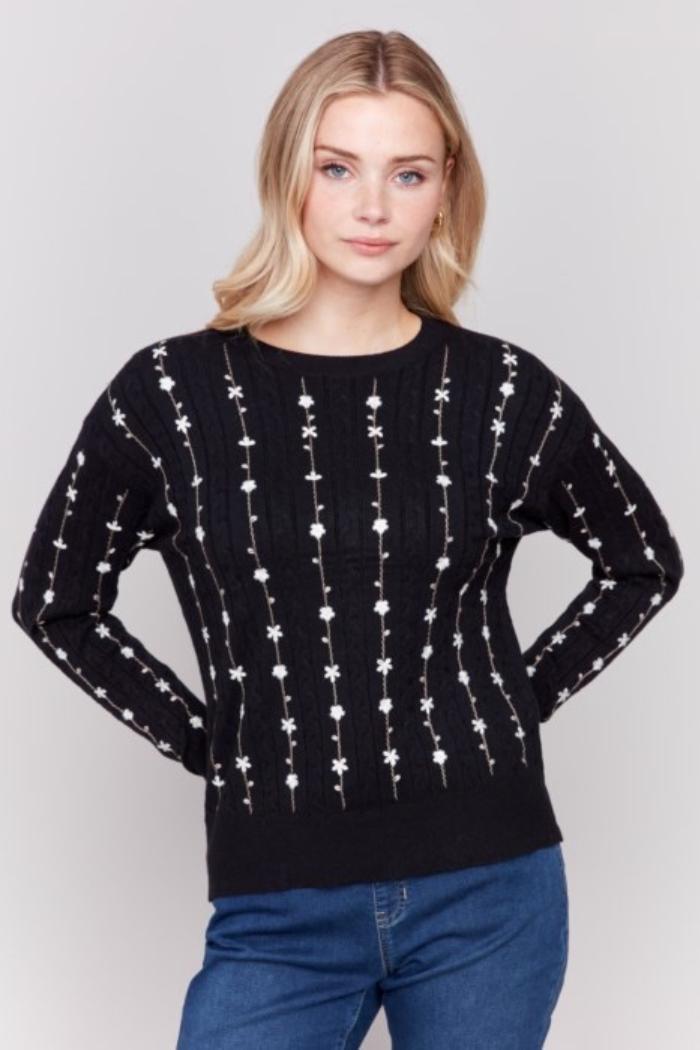 Floral Embroidery Sweater Product Image