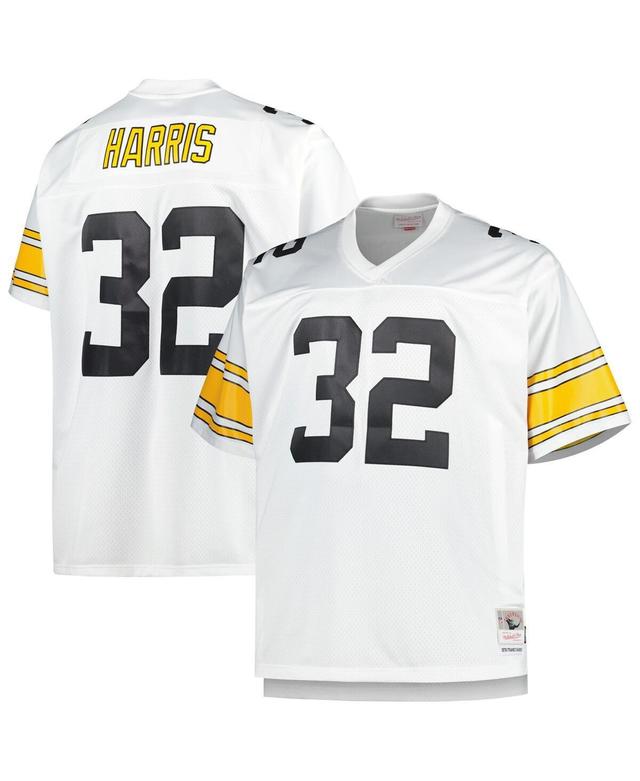 Mens Mitchell & Ness Franco Harris White Pittsburgh Steelers Big and Tall 1976 Retired Player Replica Jersey - White Product Image