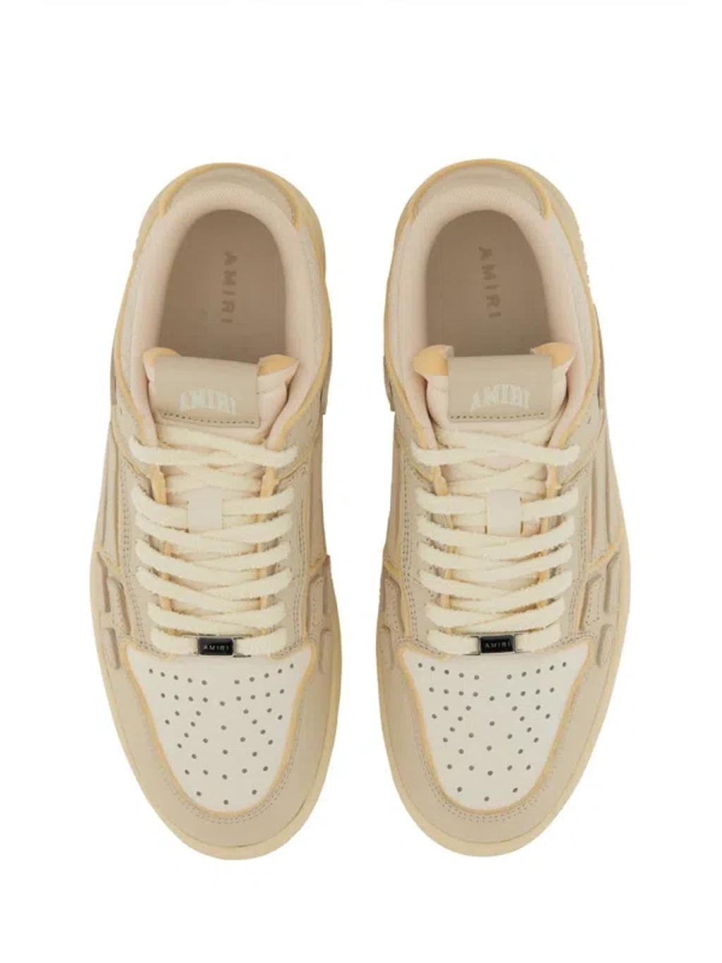 AMIRI Low Top Leather Skeleton Sneakers With Flat Sole In White Product Image