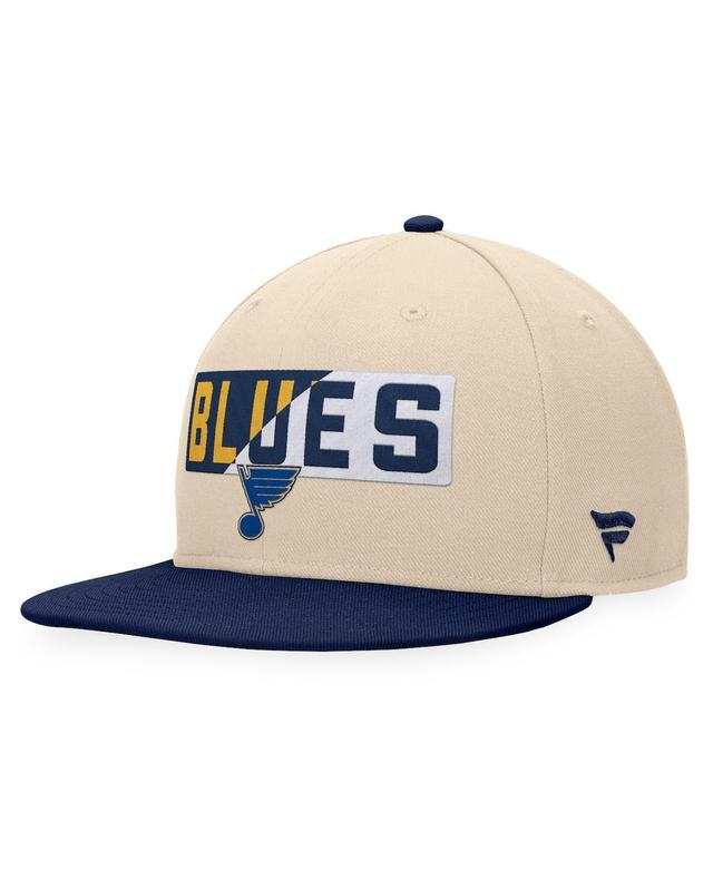 Mens Fanatics Branded Cream/Navy St. Louis Blues Goalaso Snapback Hat Product Image