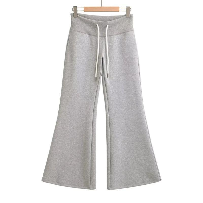 Drawstring Waist Plain Flared Sweatpants Product Image