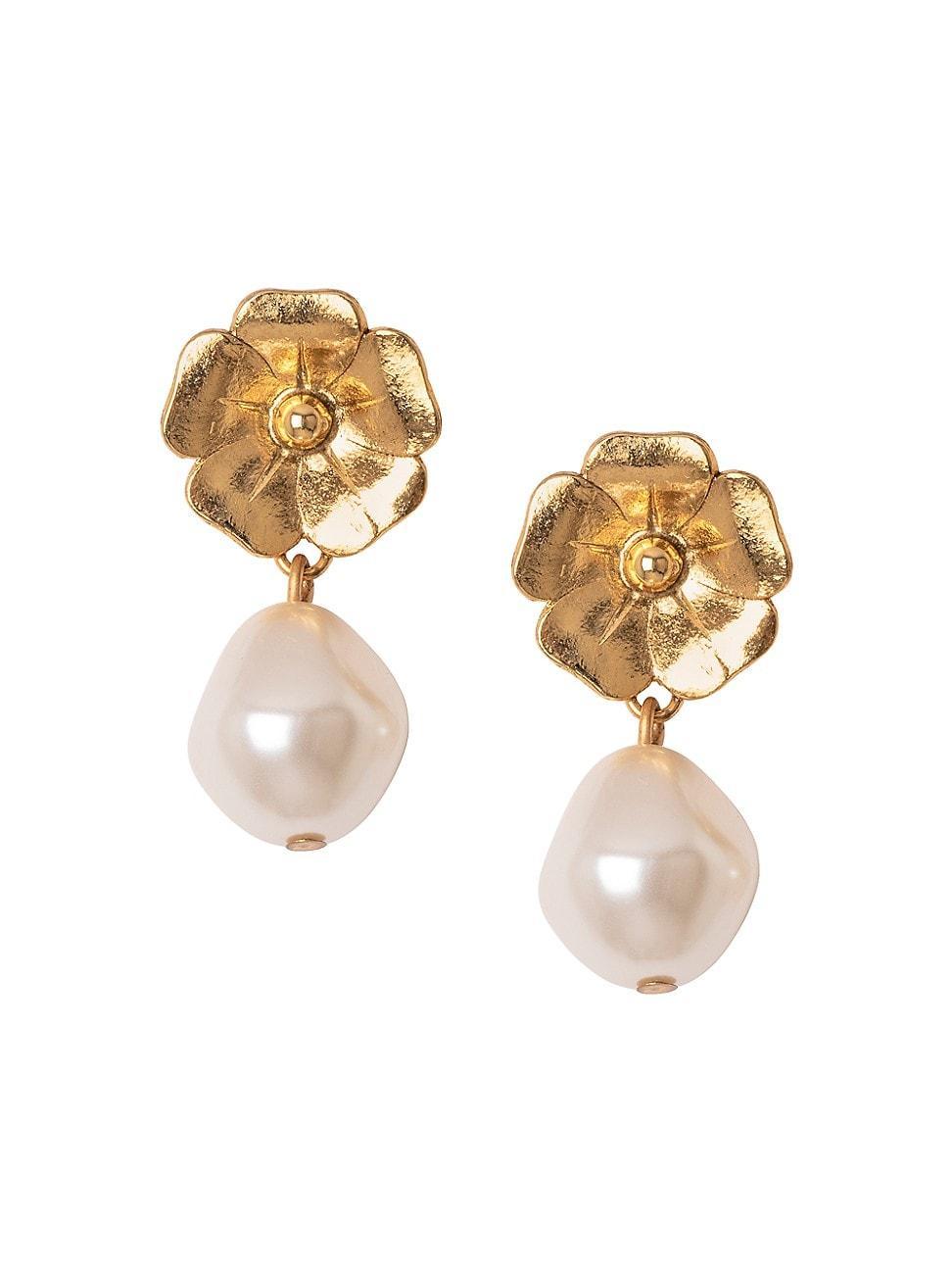 Womens Luiza 18K Gold-Plated & Faux Pearl Drop Earrings Product Image