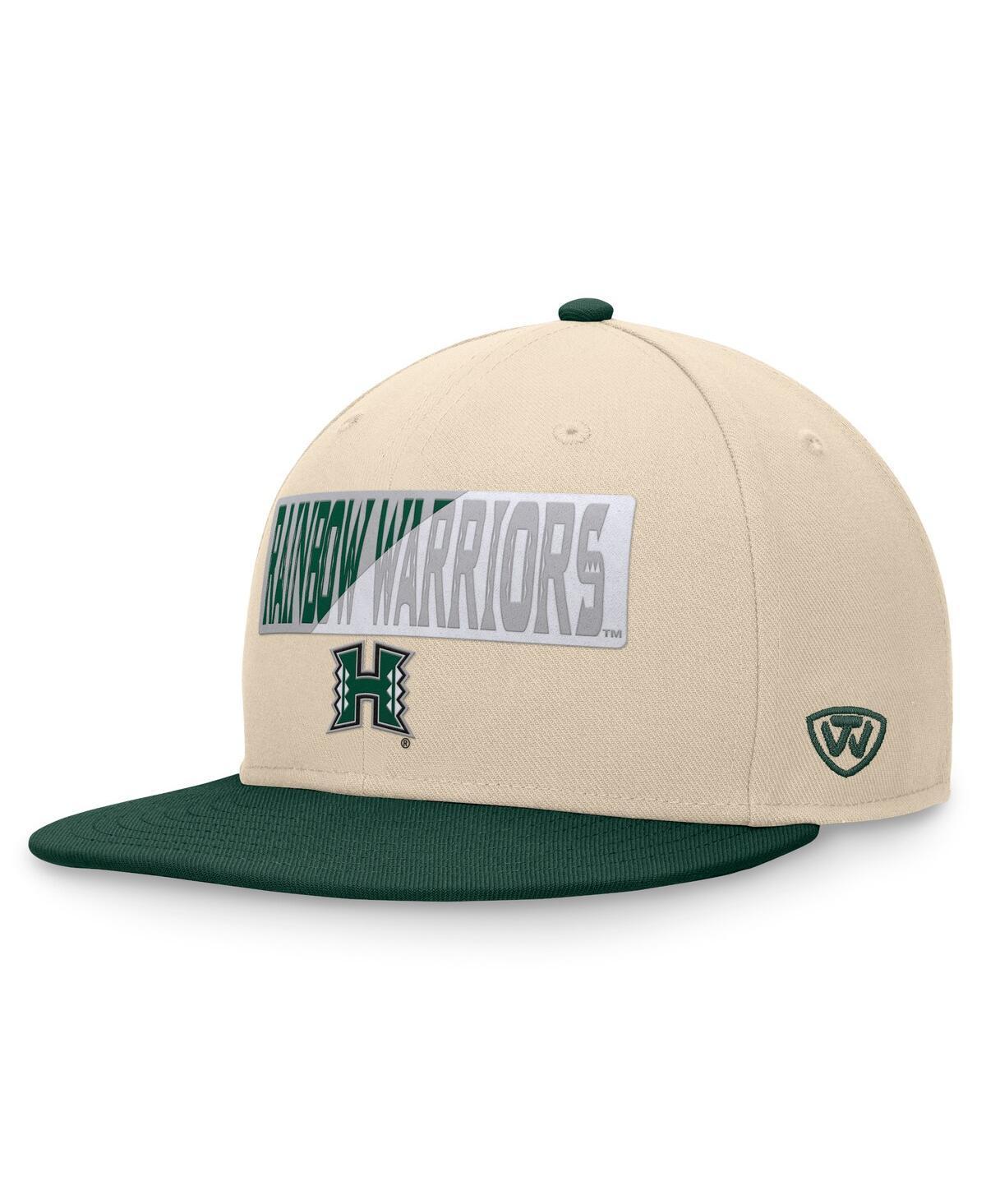 Mens Top of the World Khaki Hawaii Rainbow Warriors Goalaso Snapback Hat Product Image