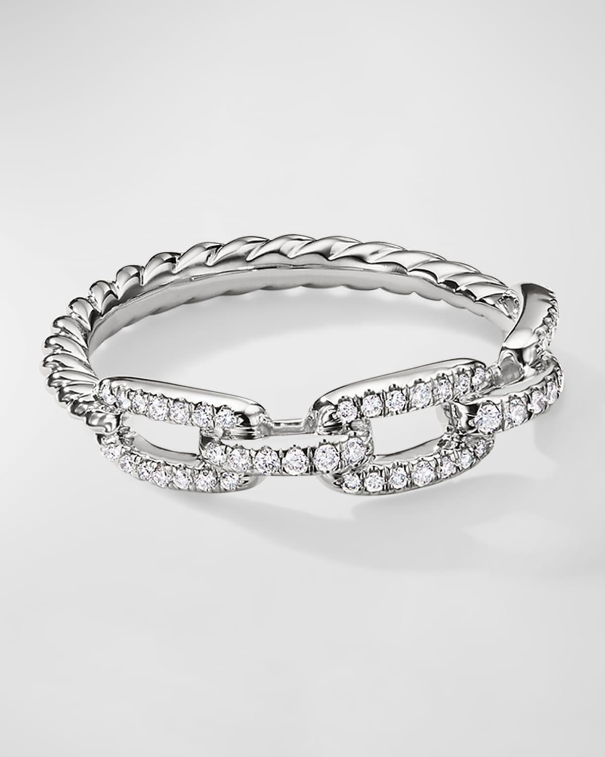 Womens Stax Chain Link Ring in 18K White Gold with Pav Diamonds Product Image