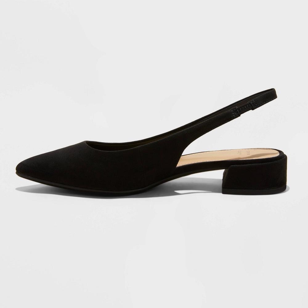 Womens Elle Slingback Pointed Toe Heels - A New Day Black 7 Product Image