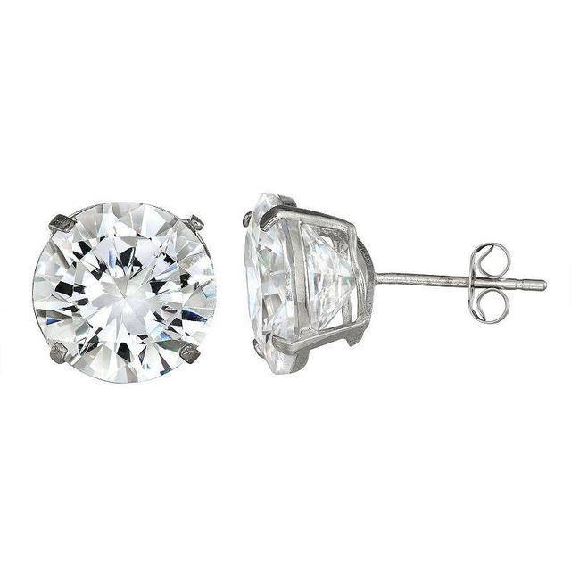 Forever 14K White Gold Round Cubic Zircoinia Stud Earrings, Womens, 14k Whgold Product Image