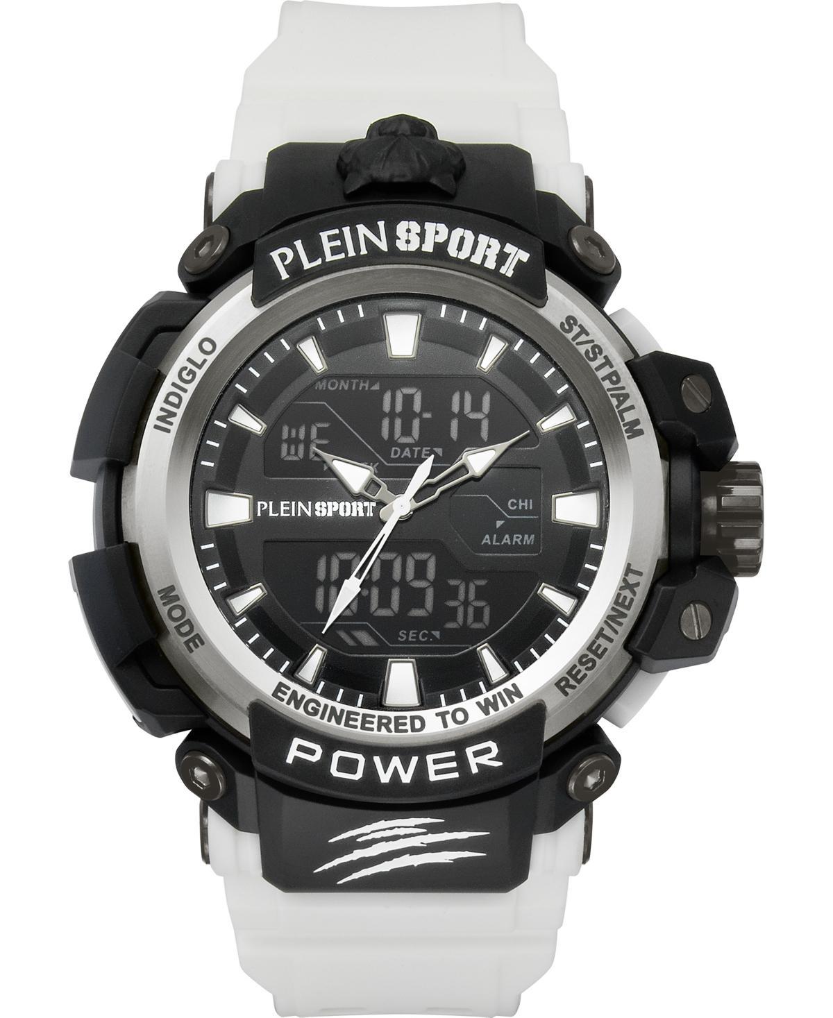 Plein Sport Mens Combat White Silicone Strap Watch 50mm - White Product Image