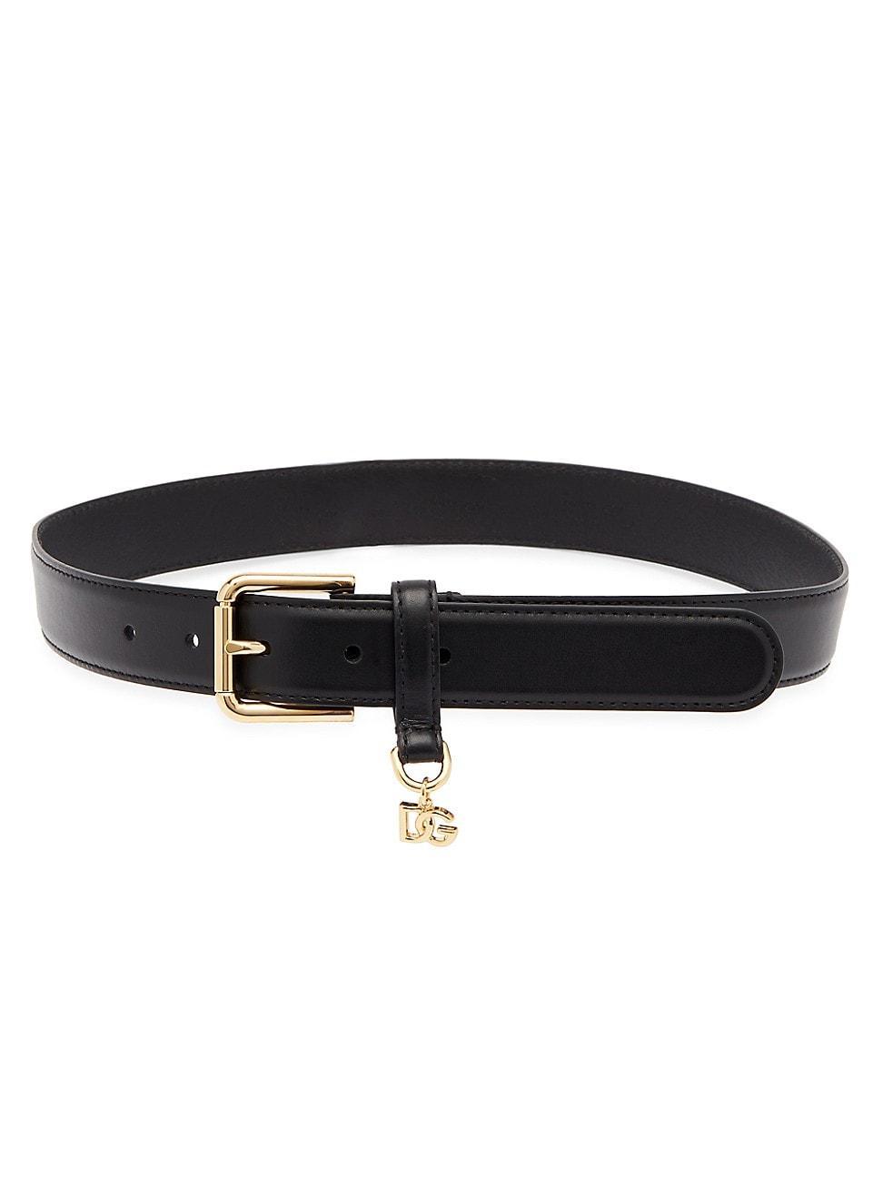 Womens Leather & Logo-Charm Belt Product Image