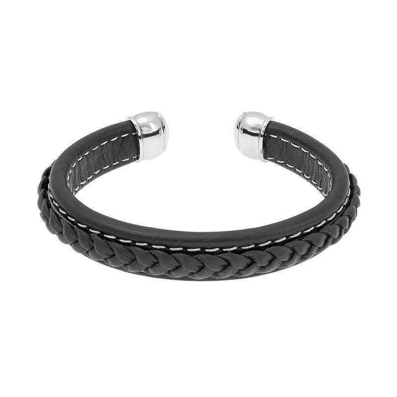 LYNX Stainless Steel Braided Cuff Bracelet - Men, Mens Black Product Image