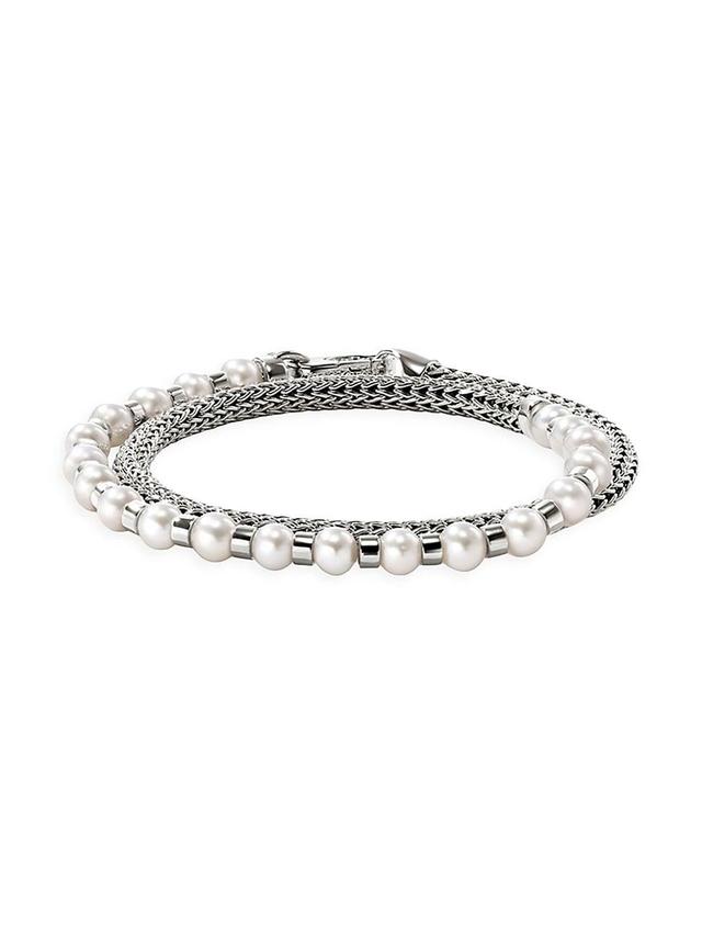 Womens JH Essentials Sterling Silver & Cultured Freshwater Pearl Wrap Bracelet Product Image