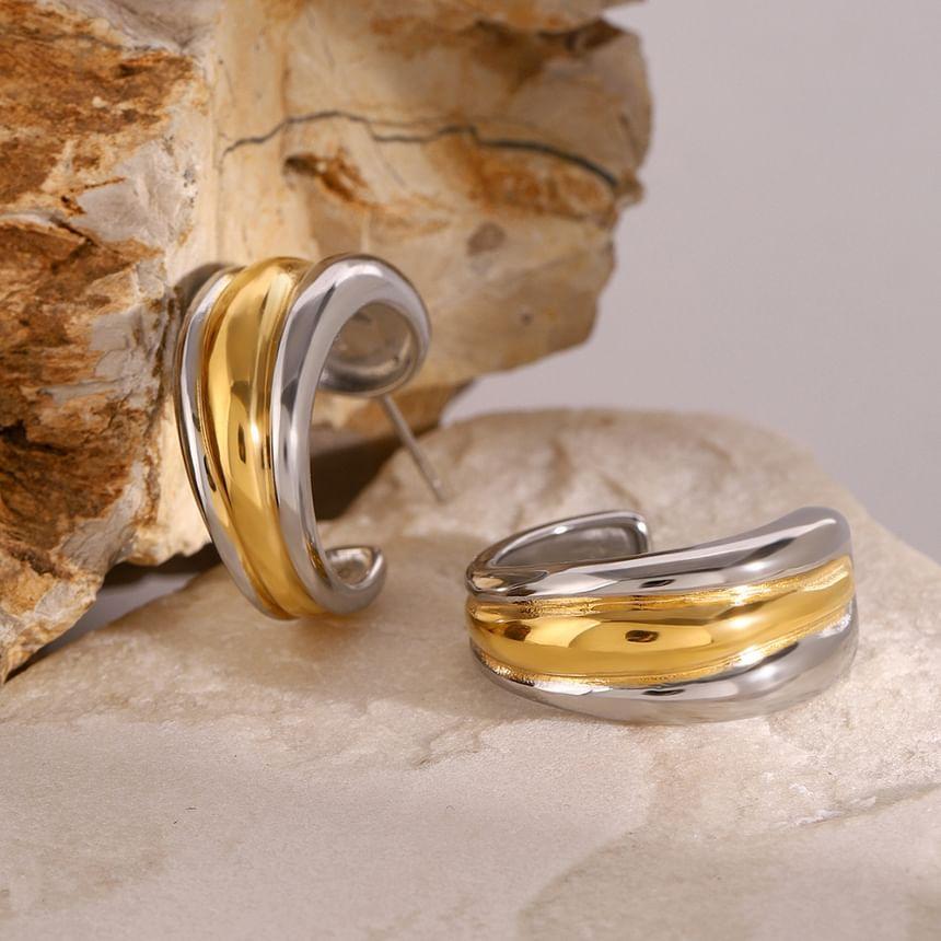 Two Tone Stainless Steel Hoop Earring Product Image