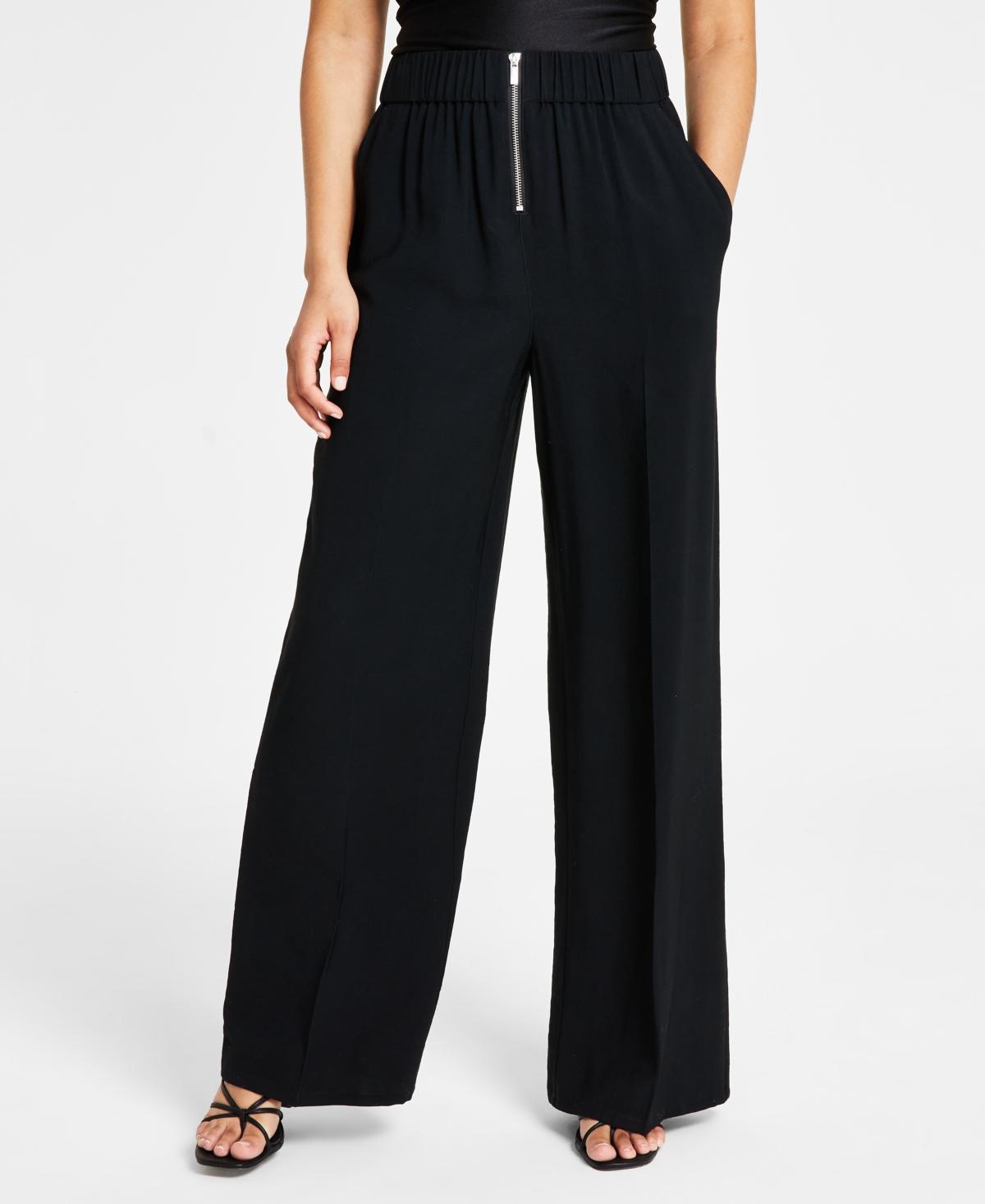 Bar Iii Womens Front-Zip Wide-Leg Pants, Created for Macys Product Image