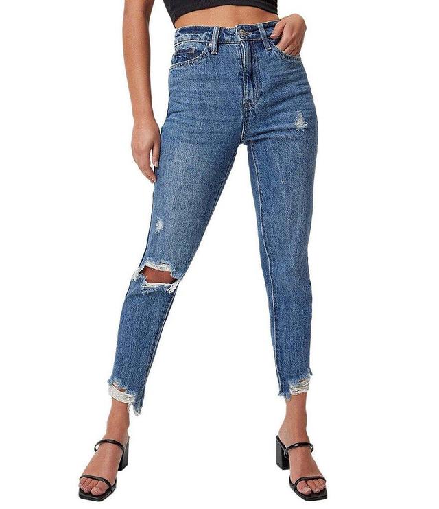 YMI Jeanswear High Rise Slim Straight Leg Raw Ankle Jeans Product Image