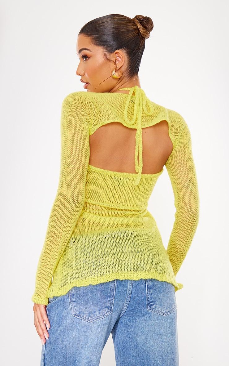 Lemon Open Knit Open Front Top & Sleeves Product Image