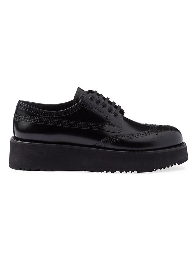 Leather Lace-Up Oxford Flatform Loafers Product Image