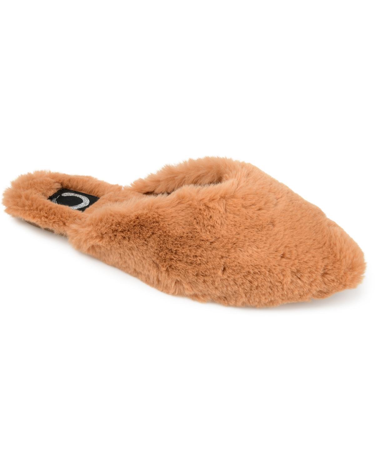 Journee Collection Sundown Womens Faux-Fur Slippers Black Product Image