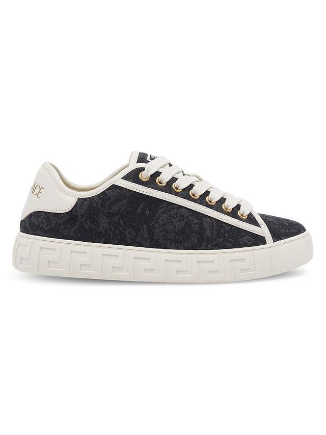 Womens Jacquard Leather-Trimmed Sneakers Product Image