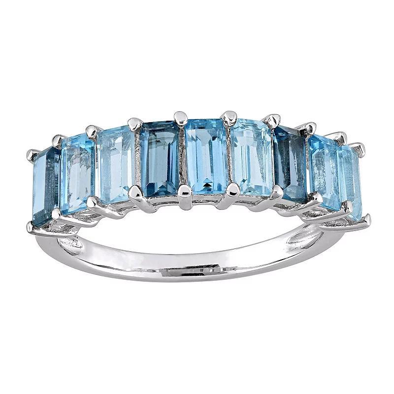 Stella Grace Sterling Silver Multi-Blue Topaz Baguette Ring, Womens Product Image