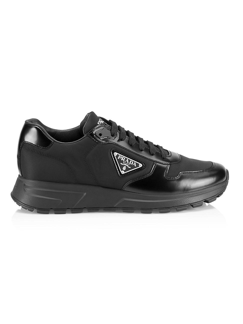 Mens Leather Lace-Up Sneakers Product Image