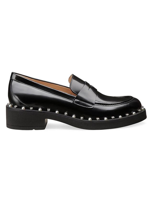 Womens Reverie Embellished Spazzolato Leather Penny Loafers Product Image