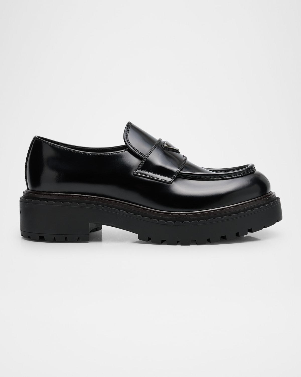 Men's Brushed Leather Lug-Sole Loafers Product Image