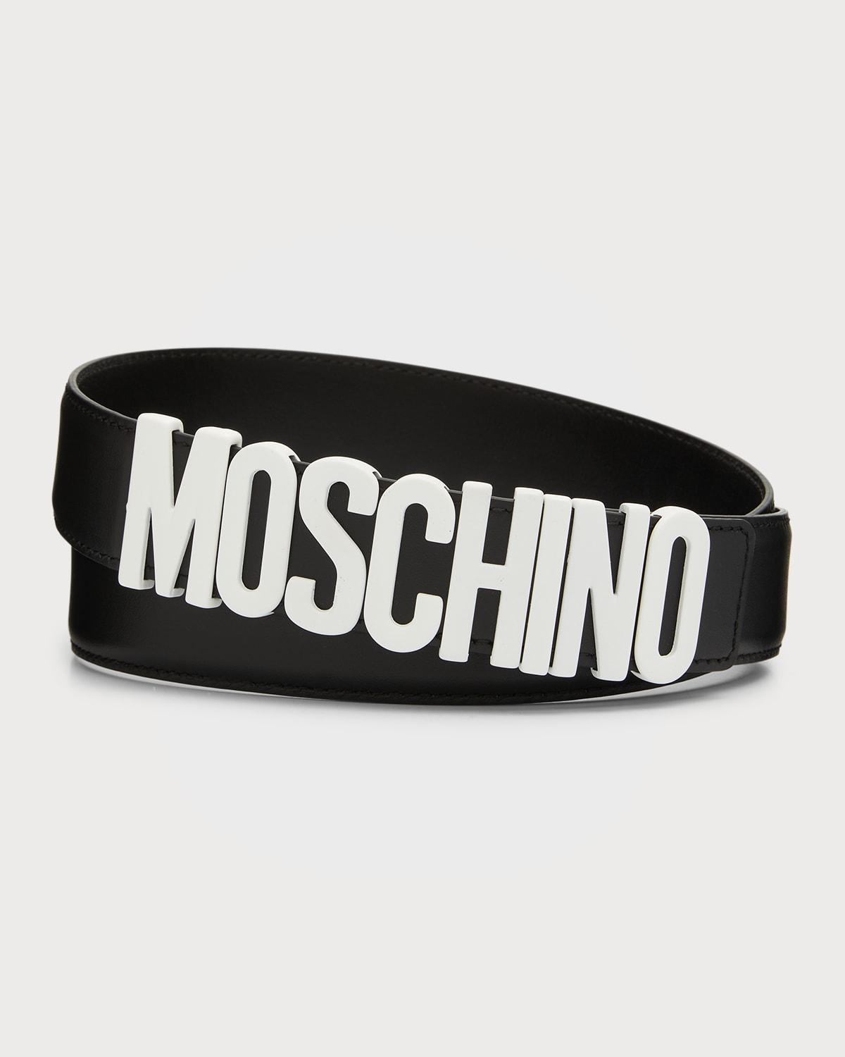 Mens Metal Logo Leather Belt Product Image