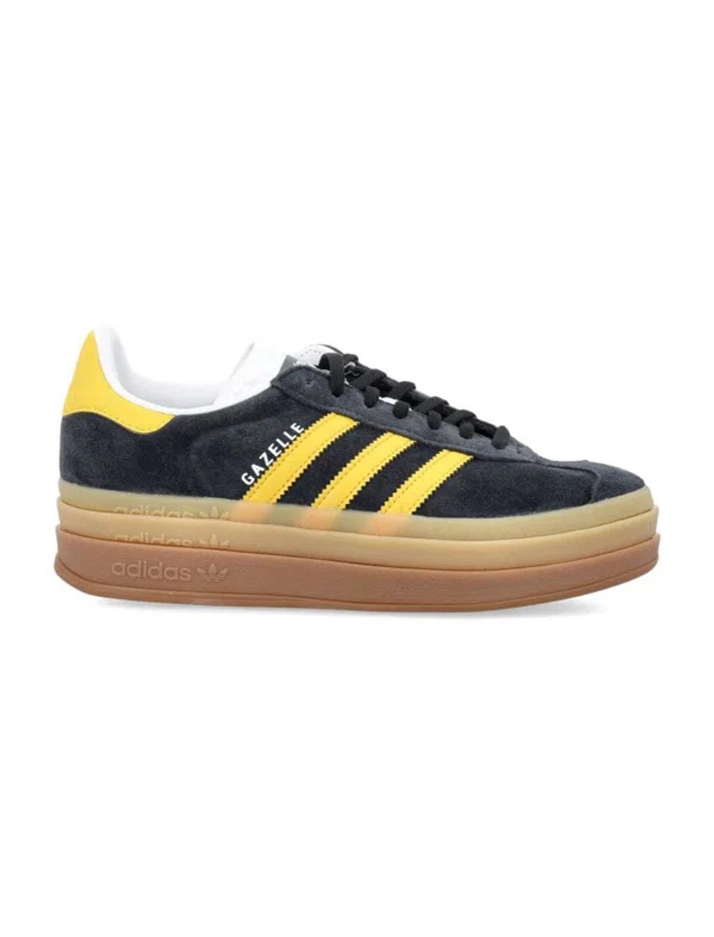 ADIDAS ORIGINALS Gazelle Bold Sneakers With Gum Sole In Black And Yellow In Black/gold Product Image