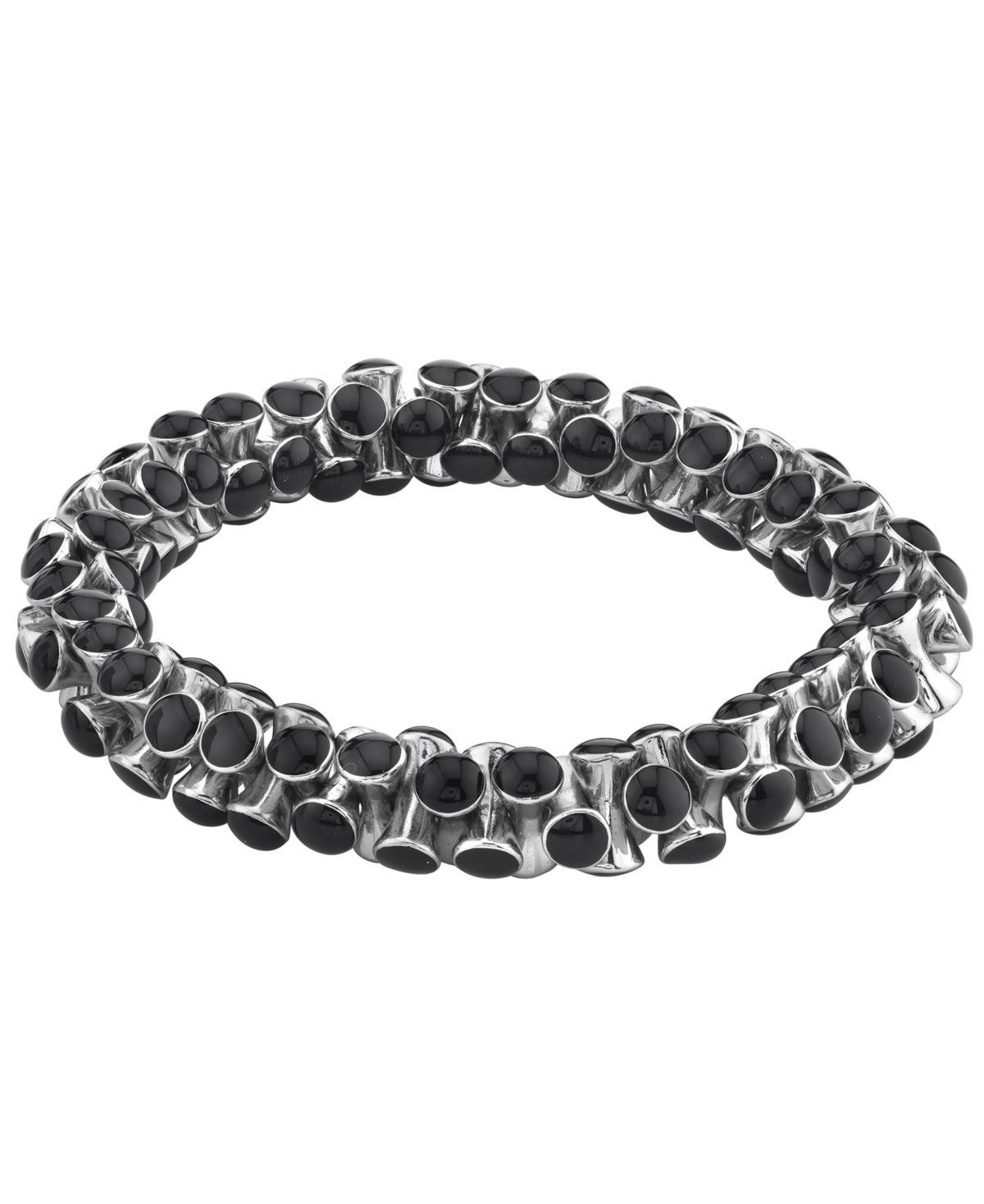 1928 Silver-Tone Jet Stretch Bracelet, Womens, Black Product Image