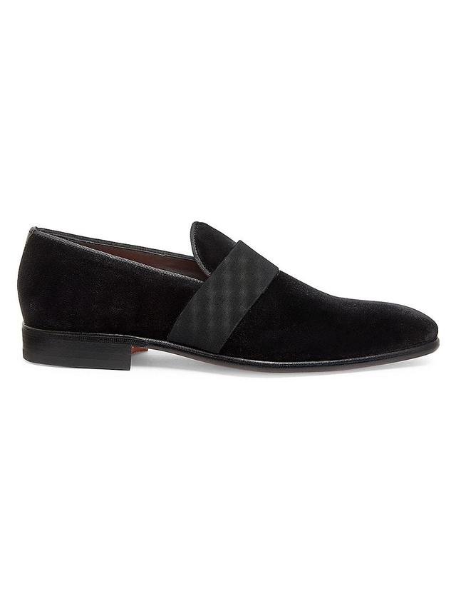 Saks Fifth Avenue Made in Italy Mens Velvet Slip On Shoes - Navy Product Image