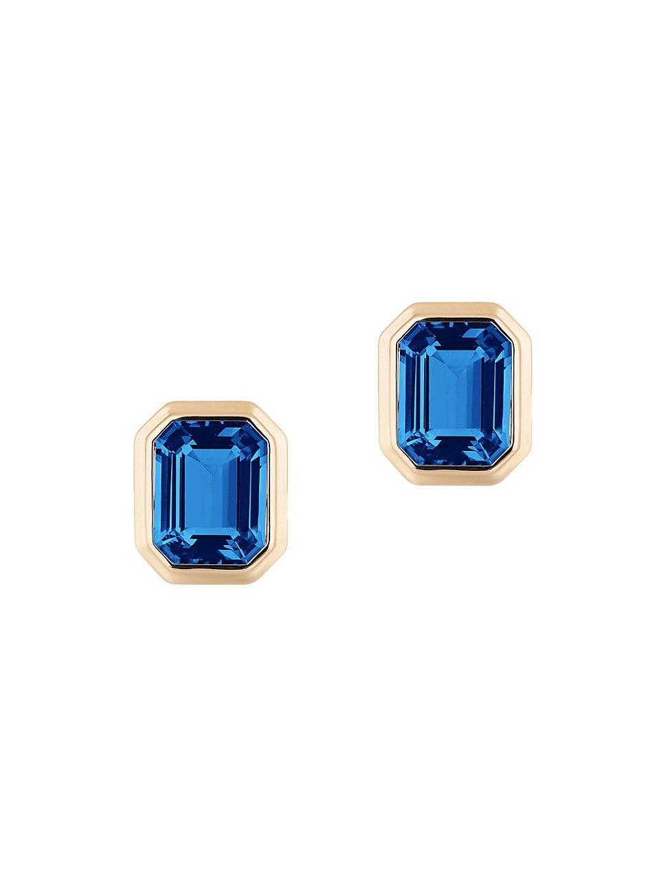 Womens Manhattan 18K Gold & Blue Topaz Stud Earrings Product Image