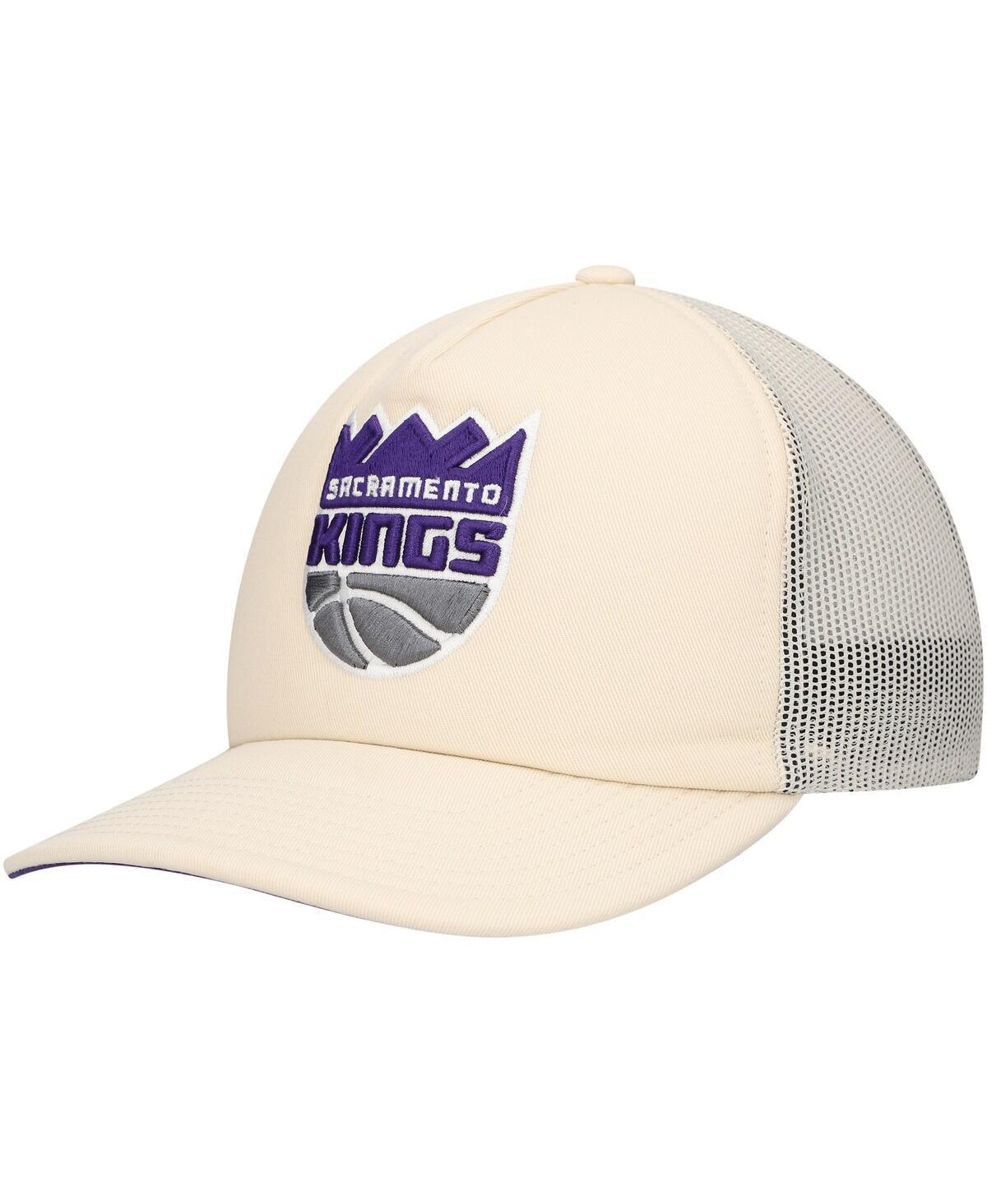 Mens Mitchell & Ness Cream Sacramento Kings Trucker Adjustable Hat Product Image