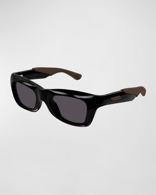 Bottega Veneta Men's Molded Plastic Rectangle Sunglasses - SHINY BLACK Product Image