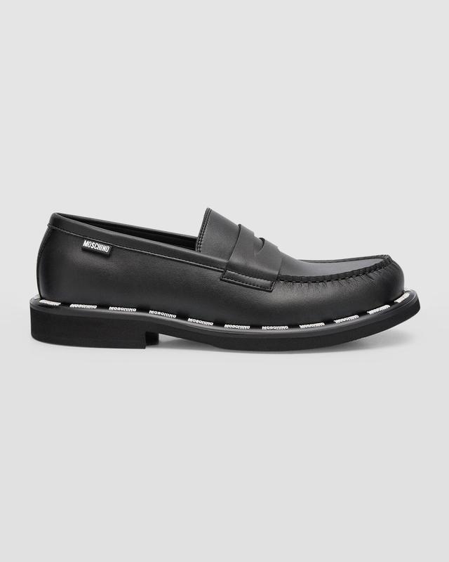 Mens Leather Logo Penny Loafers Product Image